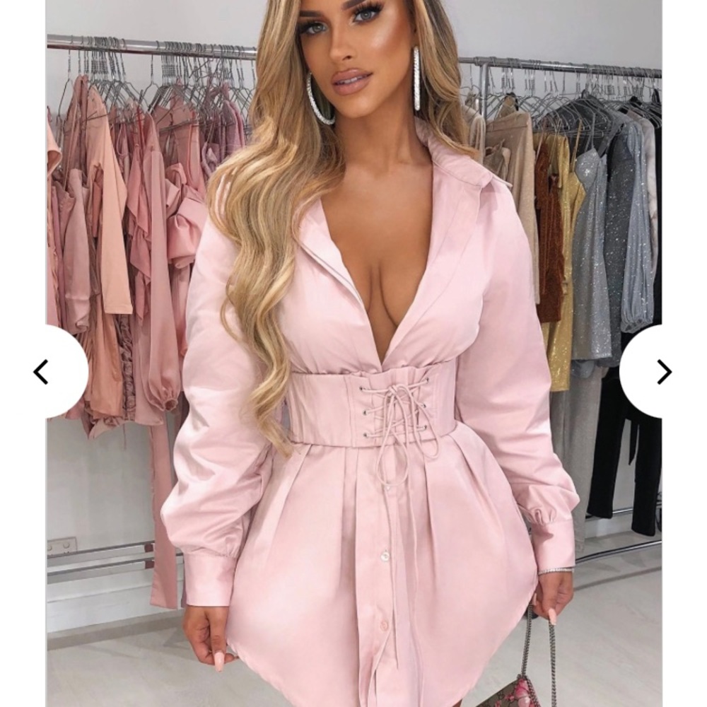 COPY - Princess Polly Shirt dress with belt pink